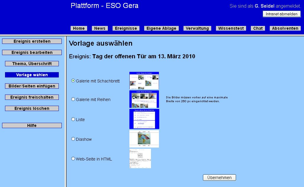 Veranstaltung - Schema