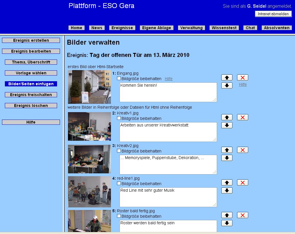 Veranstaltung - Bilder und Texte