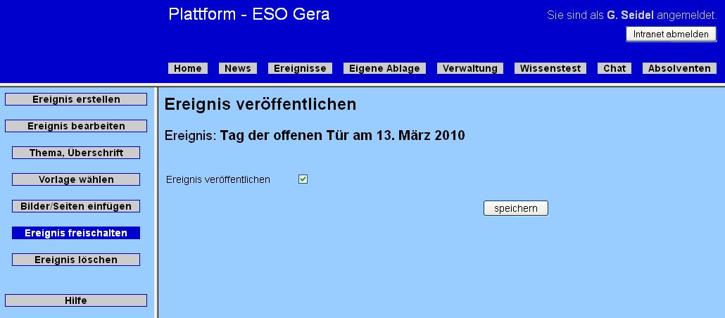 Veranstaltung - freigeben